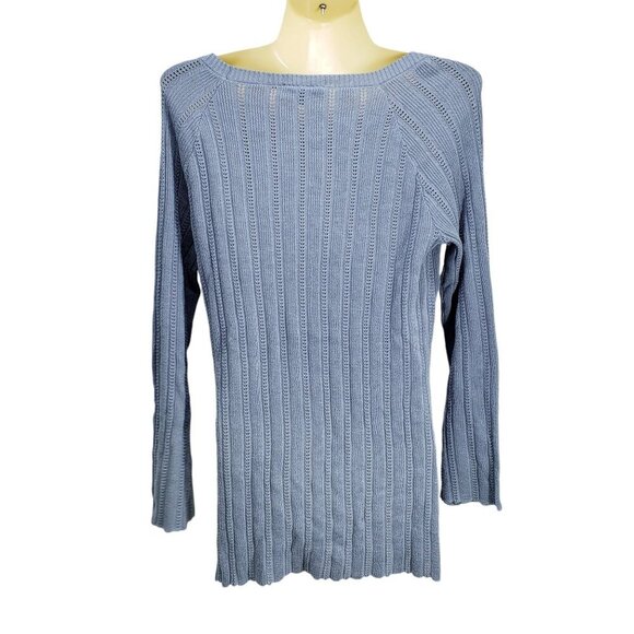 ModCloth Ribbed Striped Sweater Women's Size‎ S Slate Blue Lightweight - Picture 2 of 7